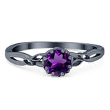 Round Natural Stone Solitaire Ring