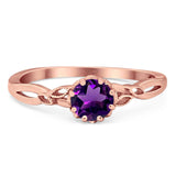 Round Natural Stone Solitaire Ring