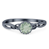 Round Natural Stone Solitaire Ring