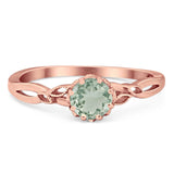 Round Natural Stone Solitaire Ring