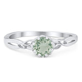 Round Natural Stone Solitaire Ring