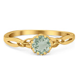 Round Natural Stone Solitaire Ring