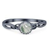 Round Natural Stone Solitaire Ring