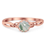 Round Natural Stone Solitaire Ring