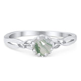Round Natural Stone Solitaire Ring