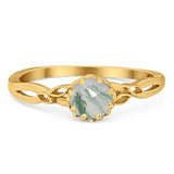 Round Natural Stone Solitaire Ring