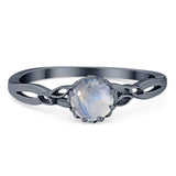Round Natural Stone Solitaire Ring
