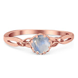 Round Natural Stone Solitaire Ring