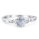 Round Natural Stone Solitaire Ring