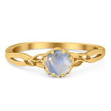 Round Natural Stone Solitaire Ring
