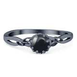 Round Natural Stone Solitaire Ring