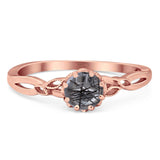 Round Natural Stone Solitaire Ring