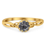 Round Natural Stone Solitaire Ring