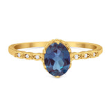 Art Deco Oval Natural Stone Beaded Ring