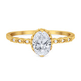 Art Deco Oval Natural Stone Beaded Ring