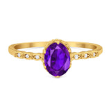 Art Deco Oval Natural Stone Beaded Ring