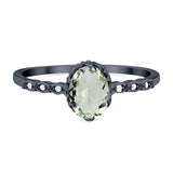 Art Deco Oval Natural Stone Beaded Ring