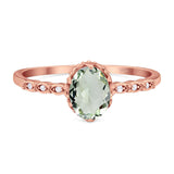 Art Deco Oval Natural Stone Beaded Ring