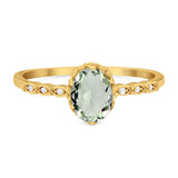 Art Deco Oval Natural Stone Beaded Ring