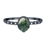 Art Deco Oval Natural Stone Beaded Ring