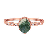 Art Deco Oval Natural Stone Beaded Ring