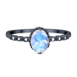 Art Deco Oval Natural Stone Beaded Ring