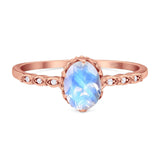 Art Deco Oval Natural Stone Beaded Ring