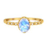 Art Deco Oval Natural Stone Beaded Ring