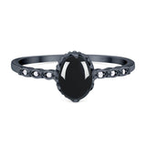 Art Deco Oval Natural Stone Beaded Ring