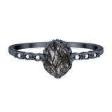 Art Deco Oval Natural Stone Beaded Ring