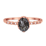 Art Deco Oval Natural Stone Beaded Ring