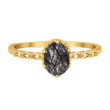 Art Deco Oval Natural Stone Beaded Ring