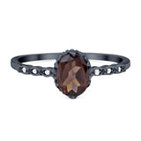 Art Deco Oval Natural Stone Beaded Ring