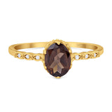 Art Deco Oval Natural Stone Beaded Ring