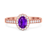 Oval Natural Stone Flower Ring