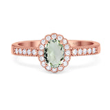 Oval Natural Stone Flower Ring