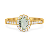 Oval Natural Stone Flower Ring