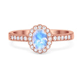 Oval Natural Stone Flower Ring