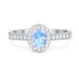 Oval Natural Stone Flower Ring