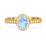 Oval Natural Stone Flower Ring