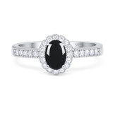 Oval Natural Stone Flower Ring