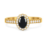 Oval Natural Stone Flower Ring