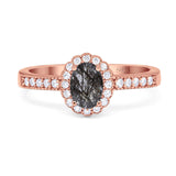 Oval Natural Stone Flower Ring