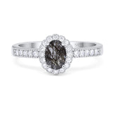 Oval Natural Stone Flower Ring