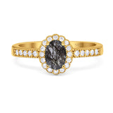 Oval Natural Stone Flower Ring