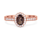 Oval Natural Stone Flower Ring