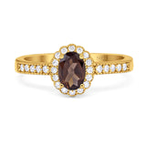 Oval Natural Stone Flower Ring