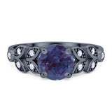 Round Natural Stone Leaf Design Ring