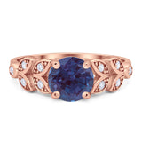 Round Natural Stone Leaf Design Ring