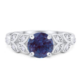 Round Natural Stone Leaf Design Ring